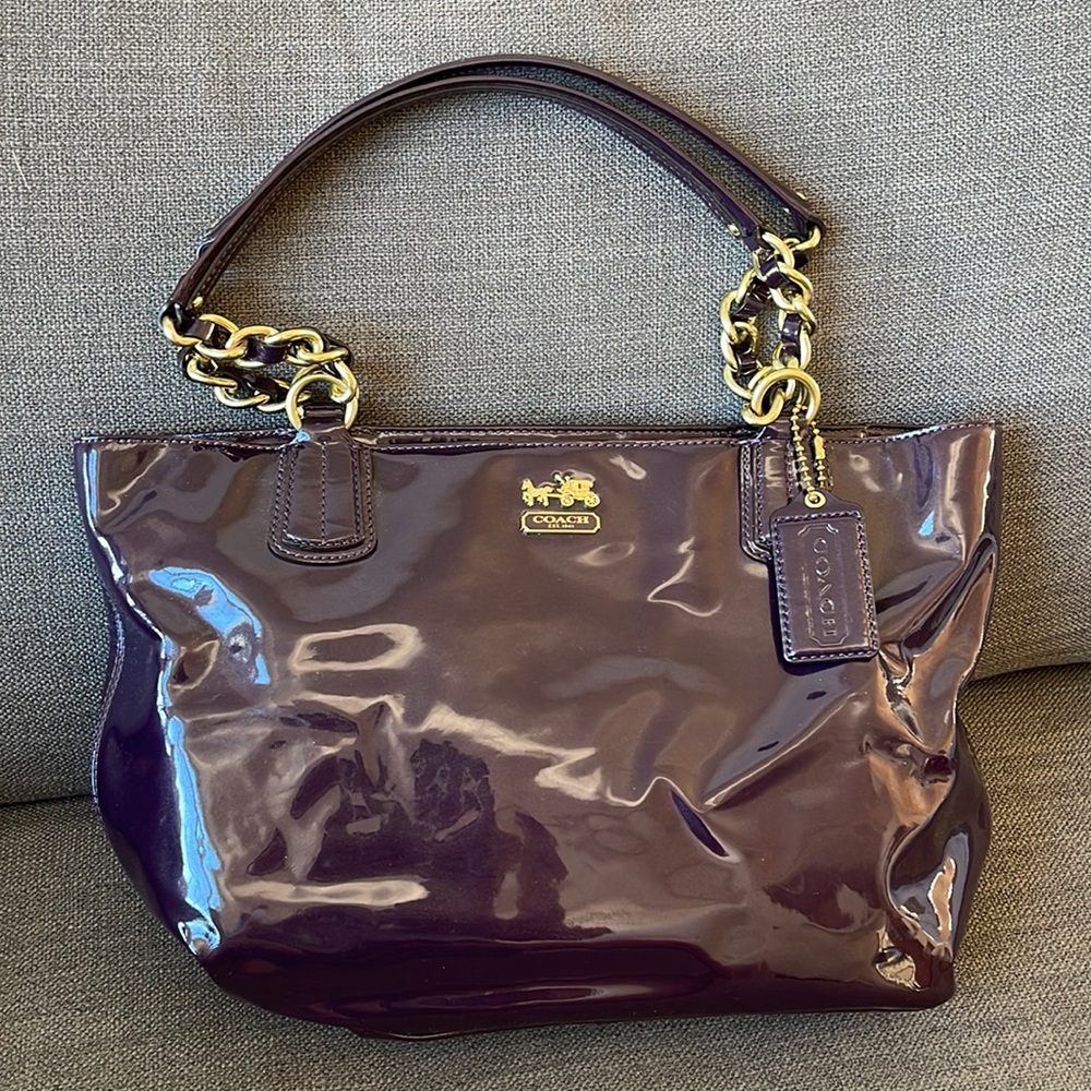 Coach glossy patent leather signature bag